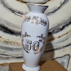 Vintage 50th Golden Wedding Anniversary Bud Vase